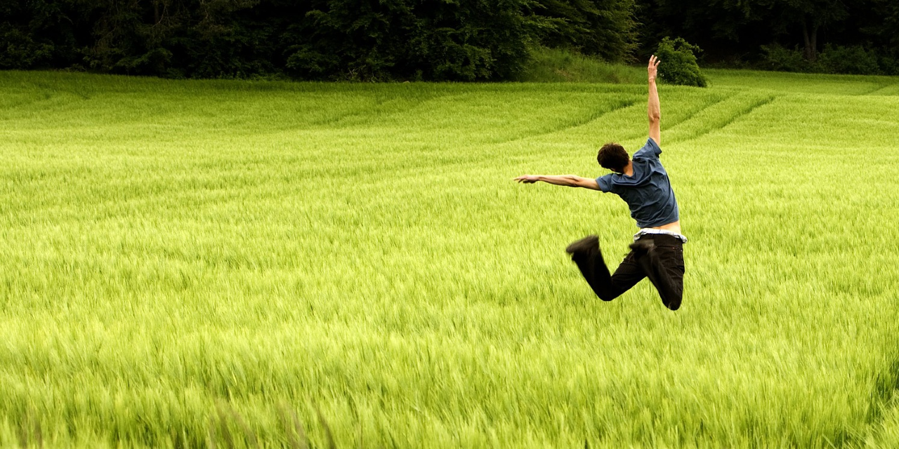 Inspired jumping man