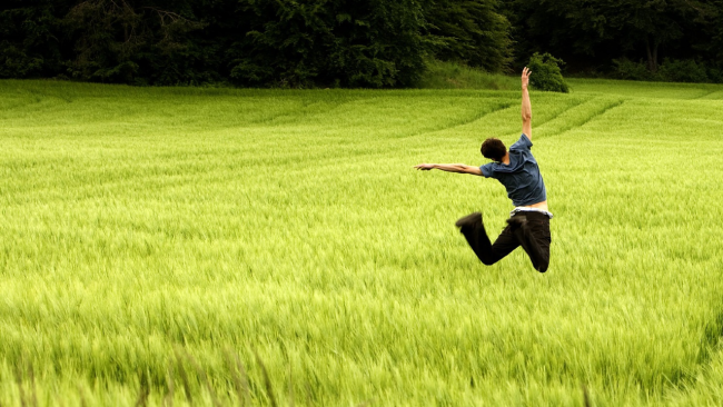 Inspired jumping man