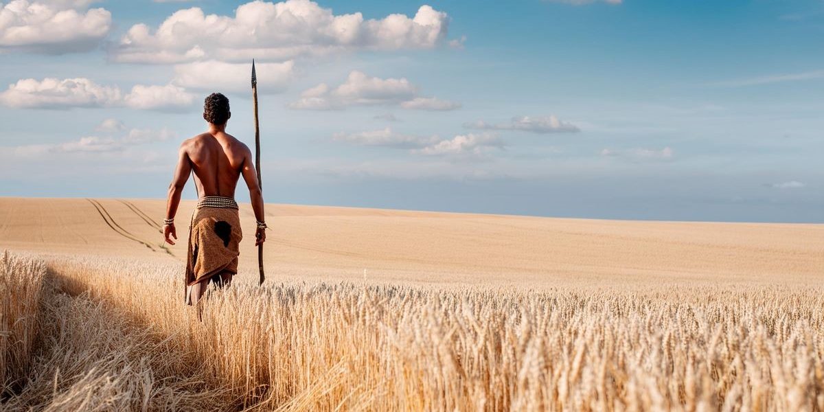 Hunter-gatherer in a wheat field